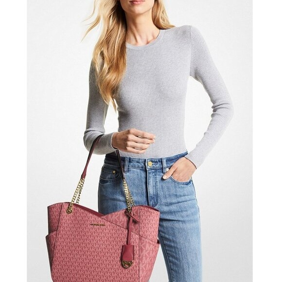 🥰 Michael Kors Jet Set Large Logo Shoulder Bag BERRY MULTI - Picture 3 of 9